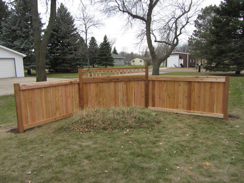 American Fence Company Sioux City, Iowa - Wood Fencing, Decorative Cedar Privacy with Picket Accent AFC, SD
